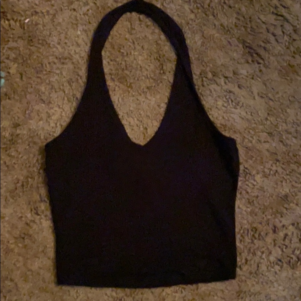 Black cropped halter top